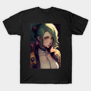 Anime Cute Girl with Green Hair T-Shirt